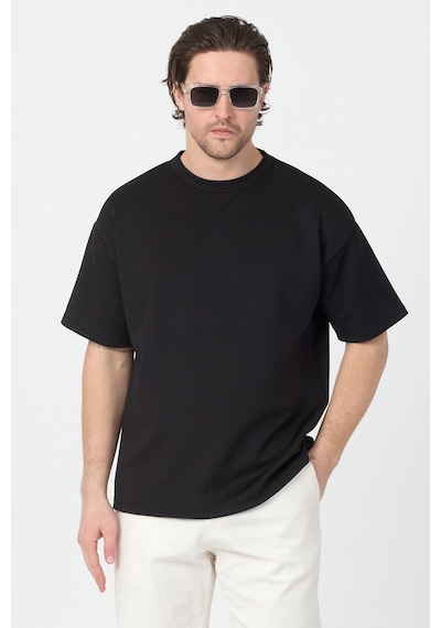 Tonny Black Kalın Kumaş Oversize T-shirt Erkek Siyah T-shirt Tbtshrt005
