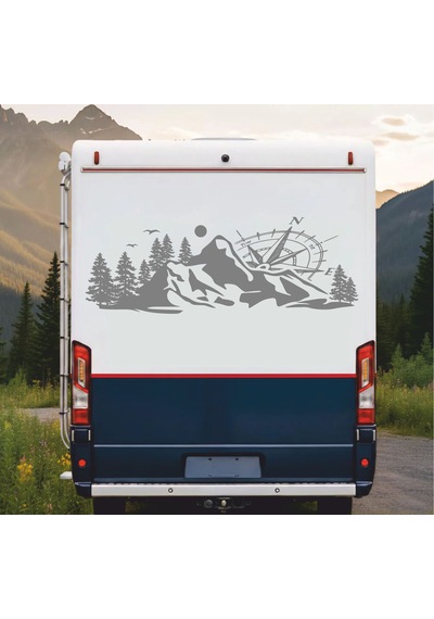 Pusula Dağ Orman Sticker - 4x4 Kamp Adventure Pickup Karavan Araba Sticker - Araç Araba Cam Sticker - 00303 80 Cm