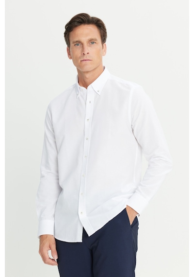 Erkek Beyaz Slim Fit Dar Kesim Düğmeli Yaka Pamuklu Gömlek Beyaz Erkek Beyaz Slim Fit Dar Kesim Düğmeli Yaka Pamuklu Gömlek Beyaz