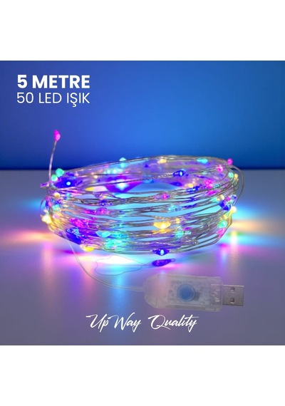 Upway 10 Metre Çok Renk Kumandalı 100 Led Işık - Usb Dekoratif Aydınlatma