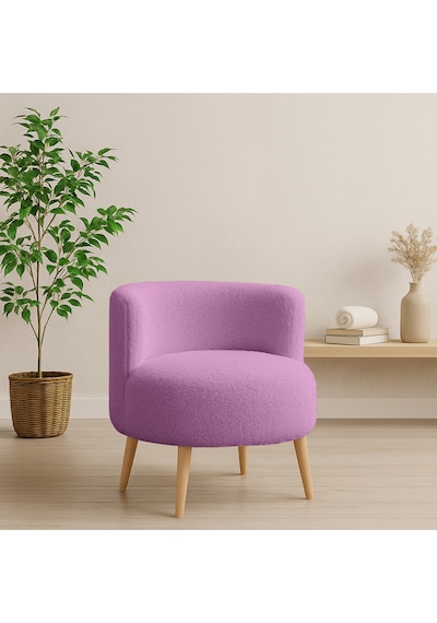 Azra Mobilya Lila Sydney Teddy Welsoft Kumaş Modern Berjer Demonte Ahşap Ayaklı, Konforlu Oturma Alanı Lila