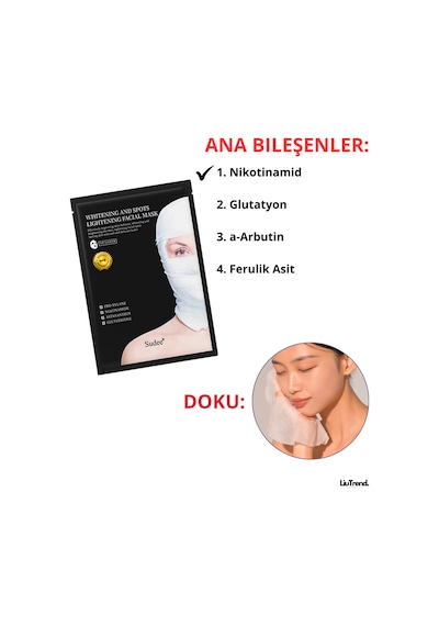Sudee Whitening And Spots Lightening Facial Mask 30 Ml 5 Ad Lekelerini Açmak İçin Kumaş Maske