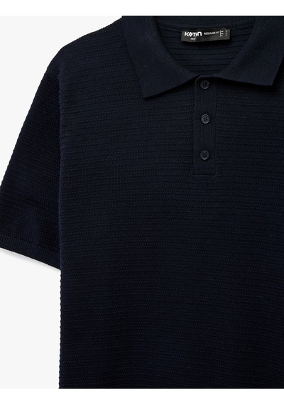 Koton Regular Fit Pamuklu Polo Yaka Kısa Kollu Triko Tişört Lacivert 6sam70039ht