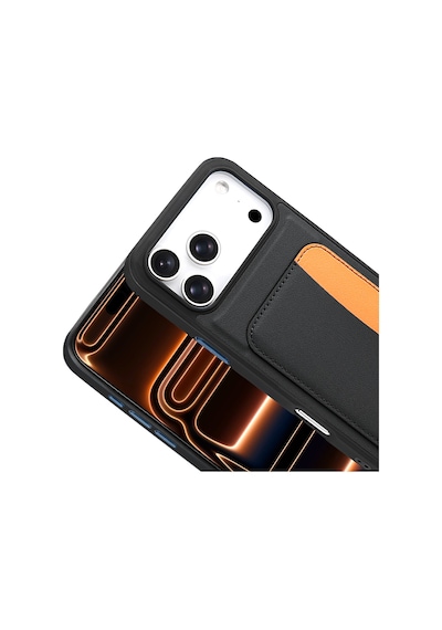 Apple Uyumlu iPhone 17 Pro Kılıf Kartlıklı X-kart Silikon Kılıf Siyah