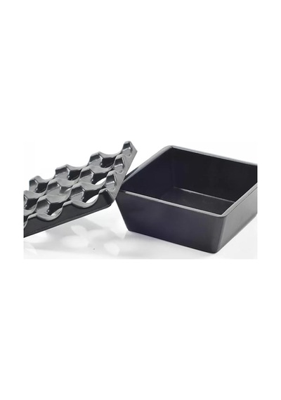 Siyah Metal 9 Delikli Kül Tablası Küllük Kültablası Kırılmaz Kül Tutmaz Metal Siyah Kare Metal Siyah