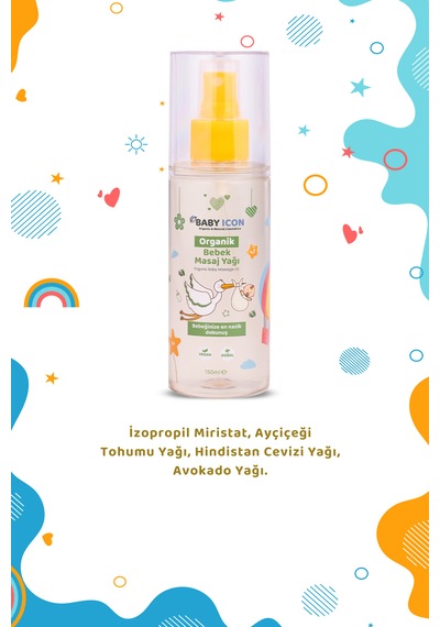 Organik Vegan Bebek Masaj Yağı Hassas Ciltler İçin Doğal Bakım 150 Ml