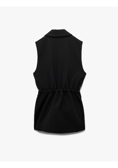 Koton Kolsuz Kemer Detaylı Kruvaze Yaka Yelek Siyah 7wak20007uw