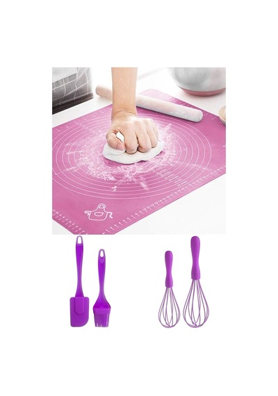 Silikon Hamur Açma Matı, Spatula&fırça, 2 Boy Silikon Çırpıcı Sunum Hazırlama Paslanmaz Çelik Diğer