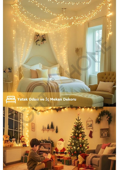 80 Led 10 Metre Pilli Gün Işığı Işık Zinciri Dekoratif Peri Led, Oda Yatak Odası Salon Masa Parti Düğün Noel Aydınlatması Sarı