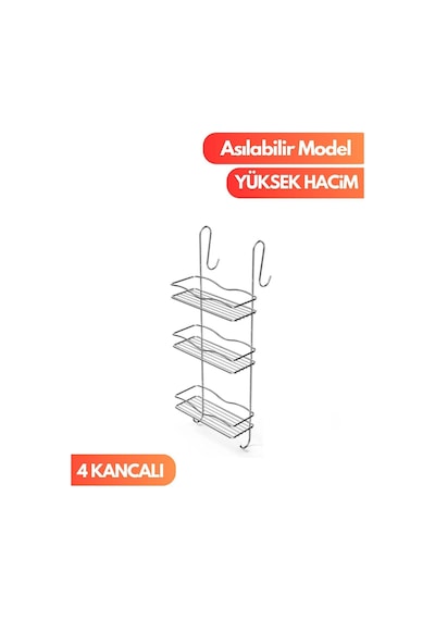 Suntel 3 Katlı Duşakabin Askısı Banyo Düzenleyici Banyo Organizer Siyah