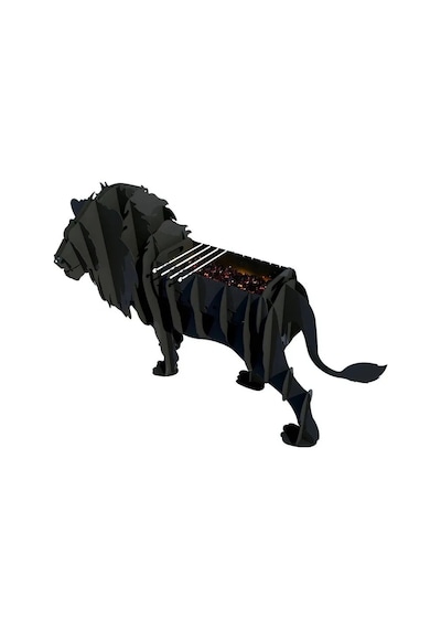 Aslan Mangal, Metal Aslan Şeklinde Mangal, Kömürlü Barbekü, Dekoratif Heykel Ml-02