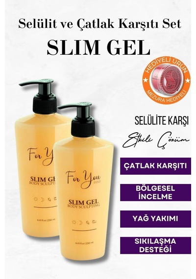 Selülit, Çatlak Gidermeye Yardımcı Ve Sıkılaştırıcı Slim Jel, Selülit Kremi 2x250 Ml