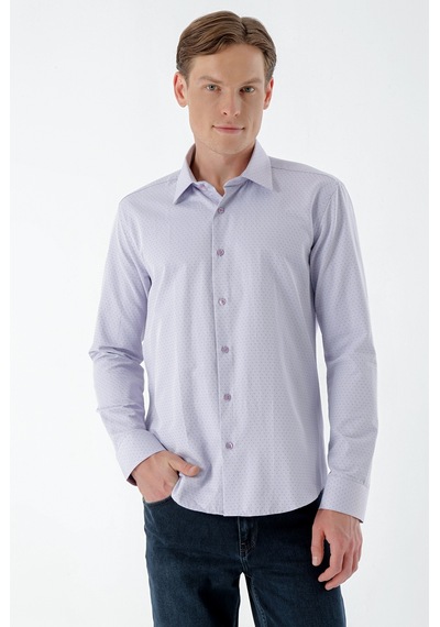 Morven Erkek Lila Dobby Armür Slim Fit Gömlek 23mc004145350 Lila