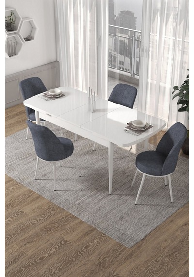 Canisa Kor Serisi 70x114 Açılabilir Mutfak Masası Takımı Beyaz Masa 4 Füme Sandalye Masa Beyaz Sandalyeler Füme Canisa Kor Serisi 70x114 Açılabilir Mutfak Masası Takımı Beyaz Masa 4 Füme Sandalye Masa Beyaz Sandalyeler Füme
