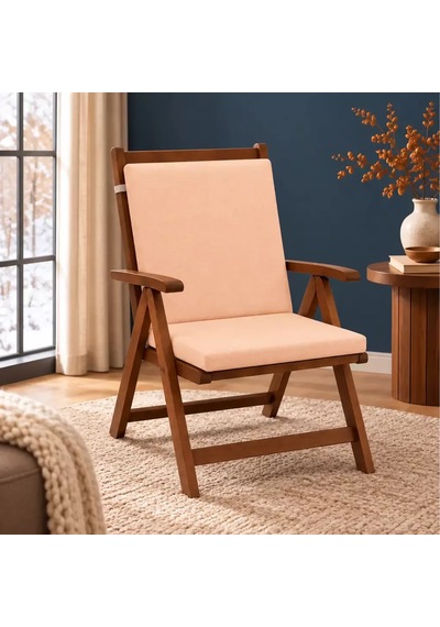 Tek Parça Sırtlıklı Sandalye Minderi 80 40 4 Cm Kayısı 80 40 4 Cm Açık Renk