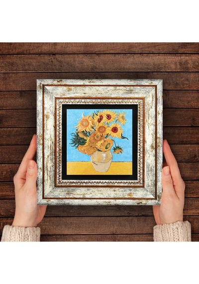 Van Gogh On İki Ayçiçekli Vazo Taş Duvar Tablosu - Çerçeveli Taş Tablo - Dekoratif Duvar Sanatı - Modern Ev Ve O Çok Renkli Van Gogh On İki Ayçiçekli Vazo Taş Duvar Tablosu - Çerçeveli Taş Tablo - Dekoratif Duvar Sanatı - Modern Ev Ve O Çok Renkli