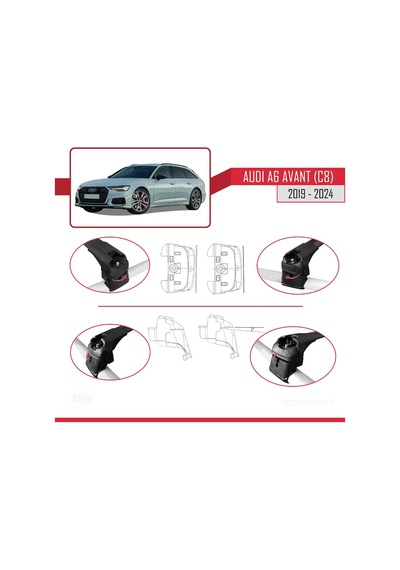 Audi A6 Avant C8 2019 Ve Sonrası İle Uyumlu Ace-2 Ara Atkı Tavan Barı Siyah