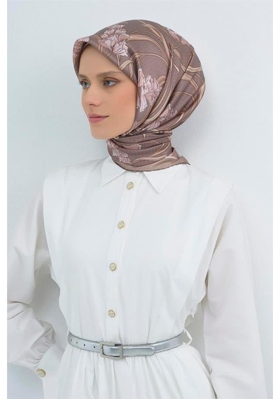 Armine İpek Eşarp 2026 Yaz - 9512-06 Sütlü Kahve Twill