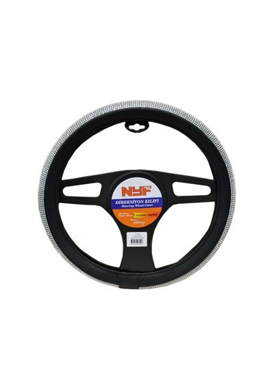 Nyf F-394 Geçmeli Direksiyon Kılıfı Taşlı Pırlanta Noktalı Siyah 38 Cm