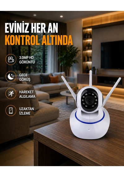Bay Full Hd Akıllı Ip Kamera Gece Görüşlü, Hareket Sensörlü, Çift Yönlü Ses Ve Online Kayıt Özellikli Y Standart