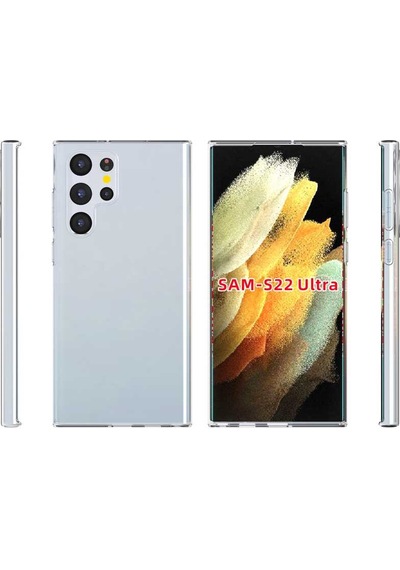 Galaxy Uyumlu S22 Ultra Kılıf Tchs Süper Silikon Kapak - Renksiz Renksiz