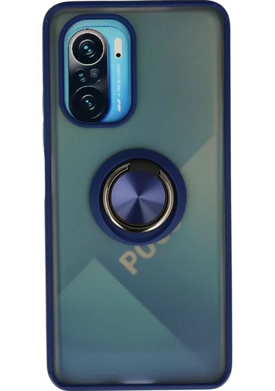 Xiaomi Redmi K40 Kılıf Montreal Yüzüklü Silikon Kapak - Lacivert -