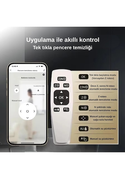 Sz4-21 Pureview Cam Silme Robotu Kumandalı Çift Yönlü Su Püskürtme Açık Gri