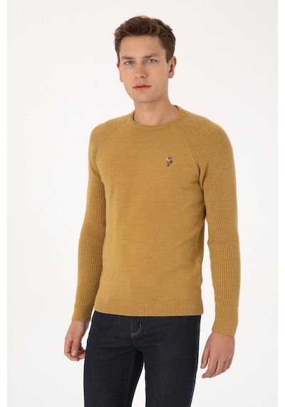 U.S. Polo Assn. Erkek Regular Fit Bisiklet Yaka Hardal Kazak 50314983-VR151