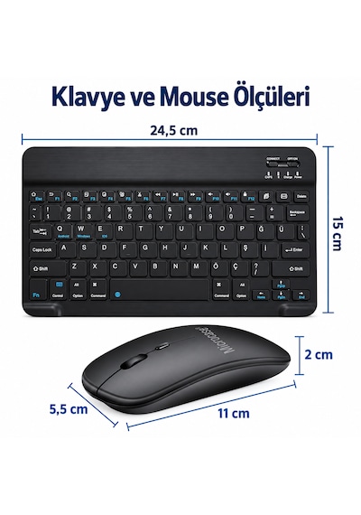 Microcase Lenovo Tab Plus Tb351fu İle Uyumlu 4in1 Set Tablet Çanta + Bluetooth Klavye + Mouse + Tablet Standı Taşıma Çantası Krem Lila - Siyah Al5920