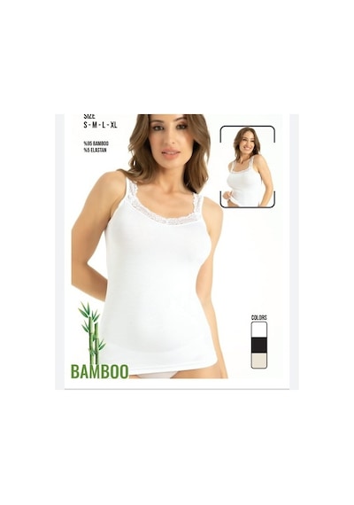 Q-En Bambu Kalın Askılı Dantelli Atlet Çift Taraflı 706 Q-En Bambu Kalın Askılı Dantelli Atlet Çift Taraflı 706