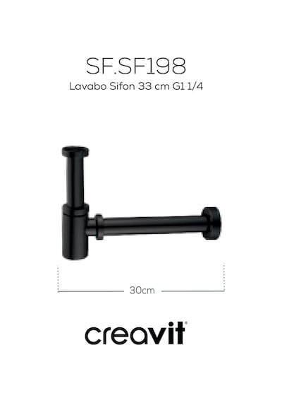 Creavit Lavabo Sifon 33 Cm G1 1/4 Mat Siyah Siyah