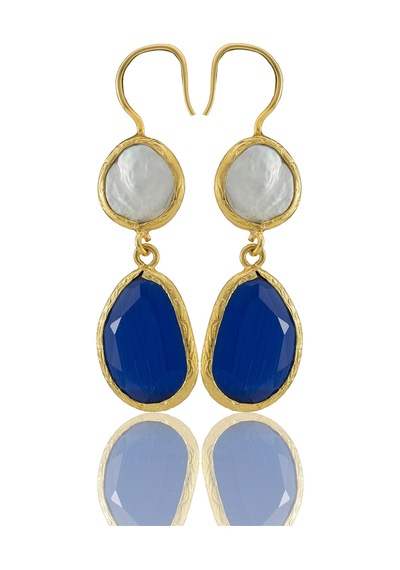Kadir Jewellery 22 Ayar Altın Kaplama Kadın İnci Küpe -el İşçiliği Ve Hipoalerjenik Küpe Parlement Mavisi 31936632