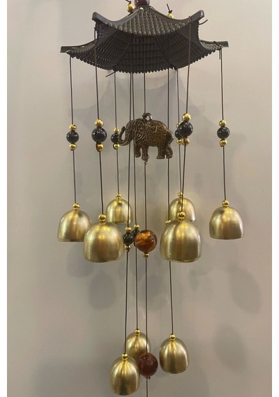 Deprem Zili Çanı Duvar Rüzgar Çanı Zili Feng Shui Ejderha Yılı Metal Borulu Fil Pagoda Objeli