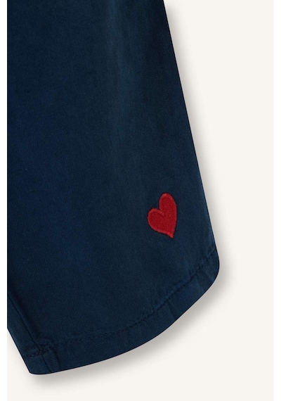Defacto Wıde Leg Nakışlı Geniş Paça Gabardin Pantolon Kız Bebek H4729a526smnv147 Lacivert-nv147