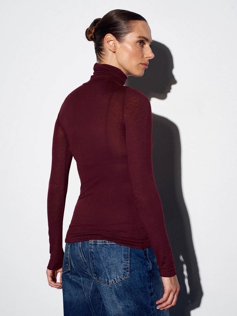 Dilvin 32277 Balıkçı Yaka Kaşmir Bluz-bordo Bordo
