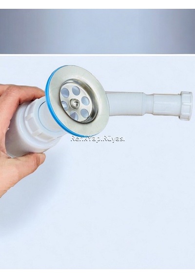 Koku Önleyici Kapaklı Plastik Körüklü Banyo Mutfak Lavabo Evye Sifonu Parlak Diğer