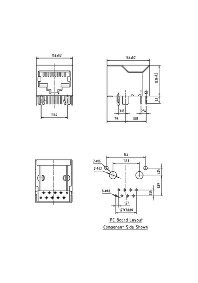 Ic-266h-5 Rj45 Şase Pcb Ucu 90 Rj45 Konektör
