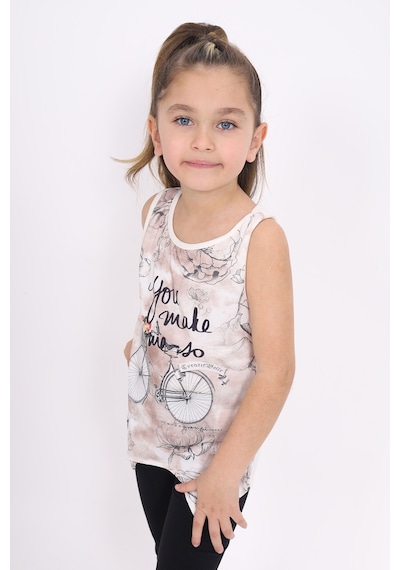 Toontoy Kids Toontoy Kız Çocuk Bisiklet Baskılı Atlet Ekru
