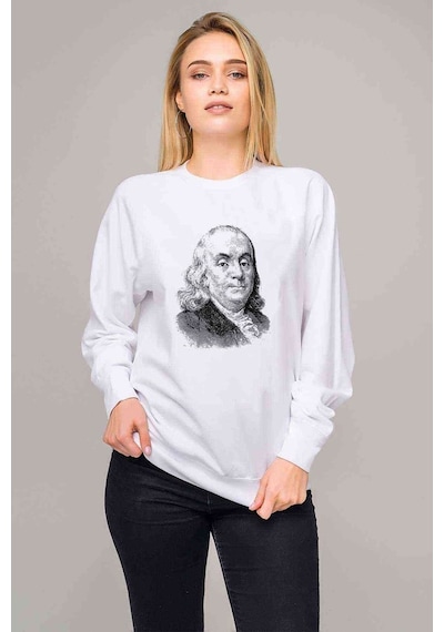 Benjamin Baskılı Beyaz Kadın Sweatshirt (534610005)