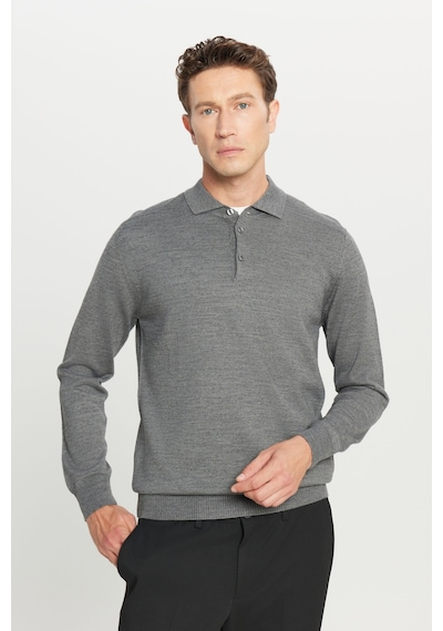 AC&Co / Altınyıldız Classics Erkek Grı Melanj Yünlü Standart Fit Normal Kesim Polo Yaka Basic Triko Kazak GRI MELANJ AC&Co / Altınyıldız Classics Erkek Grı Melanj Yünlü Standart Fit Normal Kesim Polo Yaka Basic Triko Kazak GRI MELANJ