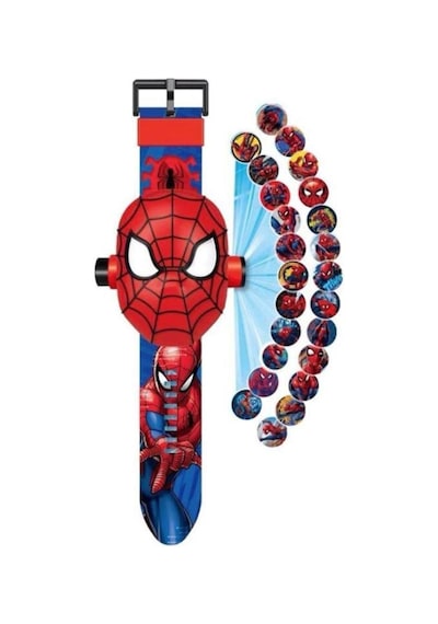 Spiderman Örümcek Adam Projeksiyonlu Saat 24 Farklı Karakteri Duvara Yansıtır
