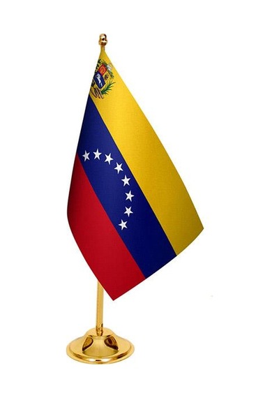 Masa Üstü venezuella Bayrağı + Pirinç Direk Masa Bayrak Seti