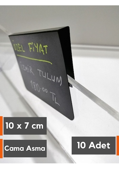 Pvc Siyah Etiket Cama Asılan Takma Geçme Karatahta Etiket 10x7 Cm