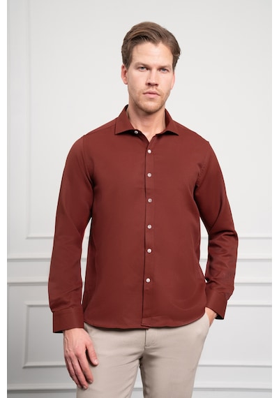 Morven Erkek Bordo Trend İtalyan Yaka Slim Fit Dar Kesim Gömlek 25mc004017750 Bordo Bordo
