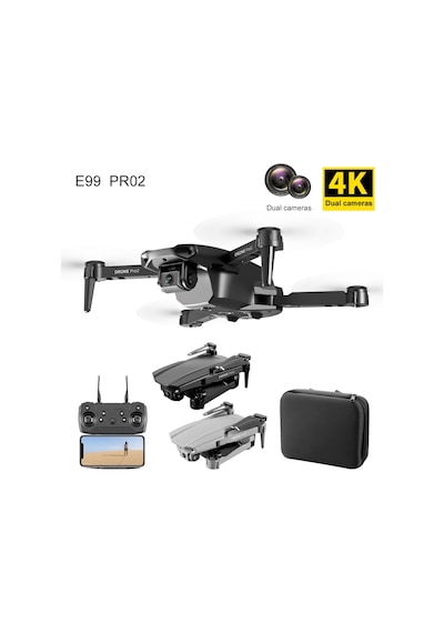 E99 Pro2 Çift Kamera FPV Hareket Selfie Drone Siyah Siyah