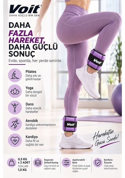 0.5 KG x 2 Adet Ayarlanabilir El ve Ayak Bilek Ağırlığı, Cırt Cırtlı Fitness ve Egzersiz Ağırlık Seti