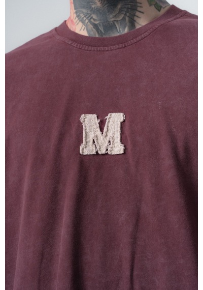 Respire Erkek Mercy Nakışlı Yıkamalı Oversize T-shirt Bordo
