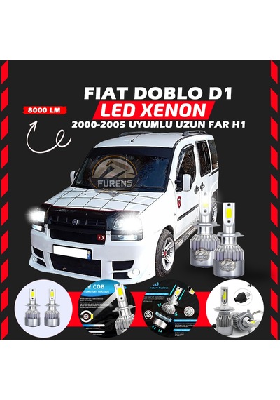 Fiat Doblo D1 2000-2005 Uzun Far Uyumlu Şimşek Etkili Led Xenon Performance Series H1