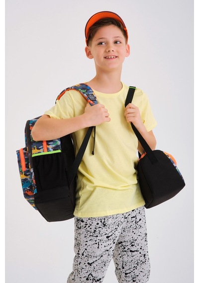 Coral High Kids Siyah Gri Dinozor Desenli 3 Lü Okul Çanta Seti Set0123744
