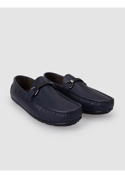 Cabani %100 Hakiki Deri Lacivert Tokalı Erkek Loafer Lacivert